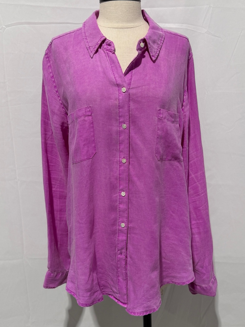 Lilly Pulitzer Amethyst Orchid Sea View 100% Linen Button Down Shirt, XL